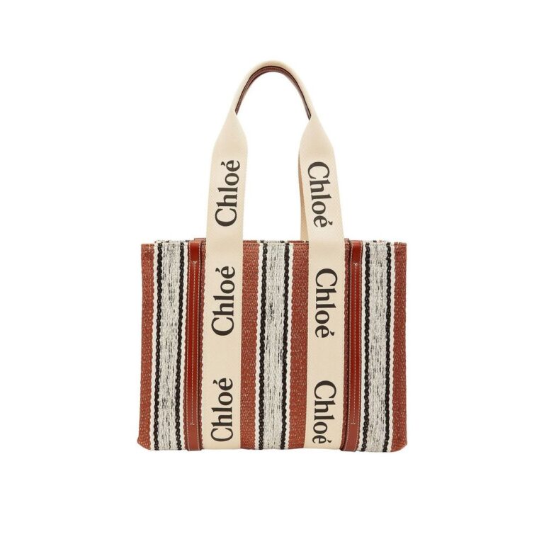 Chloé кафява ленена тоут чанта
