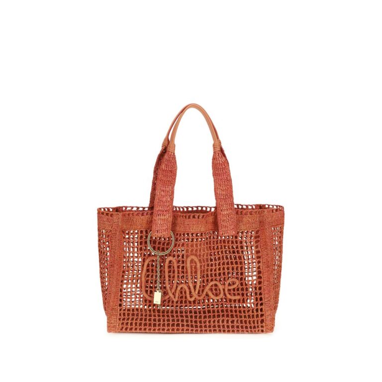 Chloé червена чанта за рамо от рафия