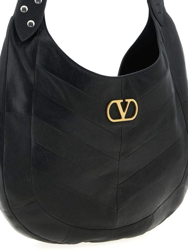 Valentino Garavani черна кожена чанта за рамо от агнешка кожа - Image 3