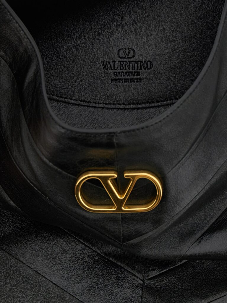 Valentino Garavani черна кожена чанта за рамо от агнешка кожа - Image 4