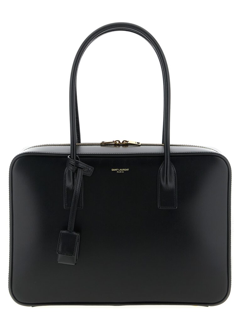 Saint Laurent черна кожена чанта за рамо