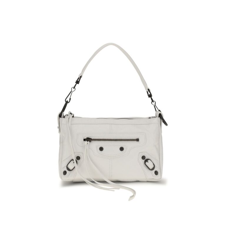 Balenciaga бяла кожена чанта за рамо Ovis Aries