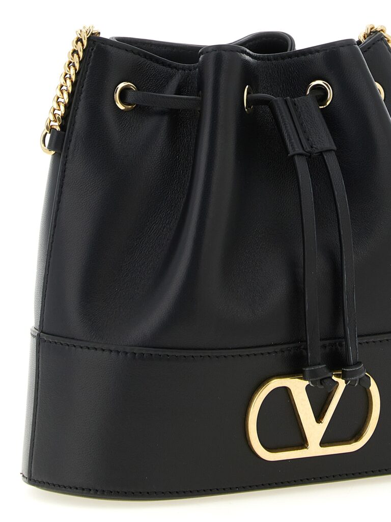 Valentino Garavani черна кожена чанта през тялото - Image 3