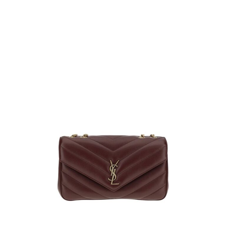 Saint Laurent бордо кожена чанта за рамо