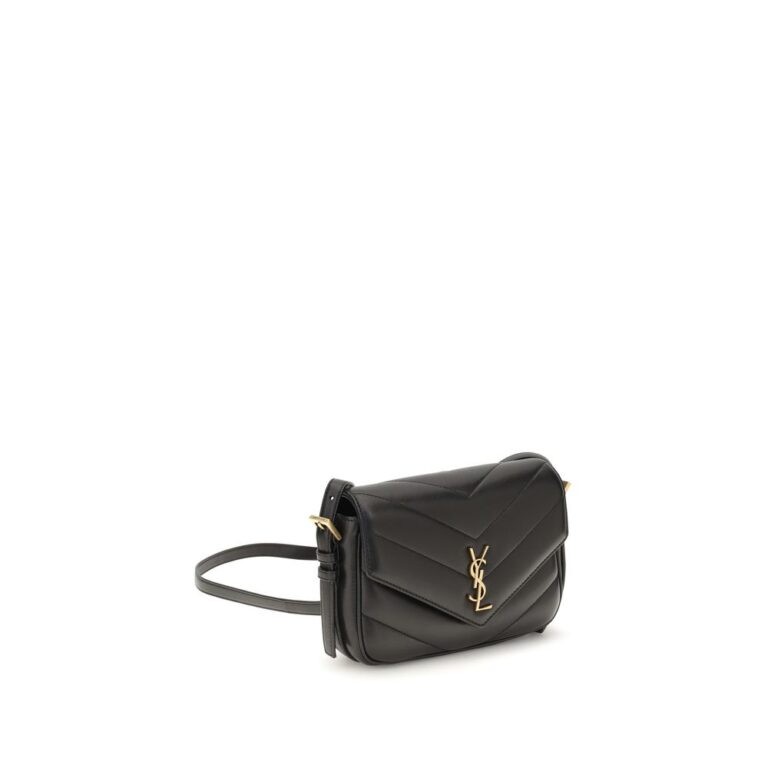 Saint Laurent черна чанта за рамо от агнешка кожа Ovis Aries - Image 2