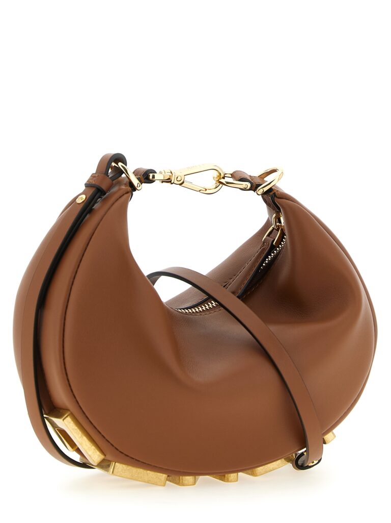 Fendi кафява кожена дамска чанта от телешка кожа - Image 2