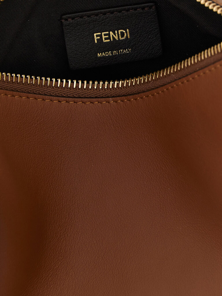 Fendi кафява кожена дамска чанта от телешка кожа - Image 4