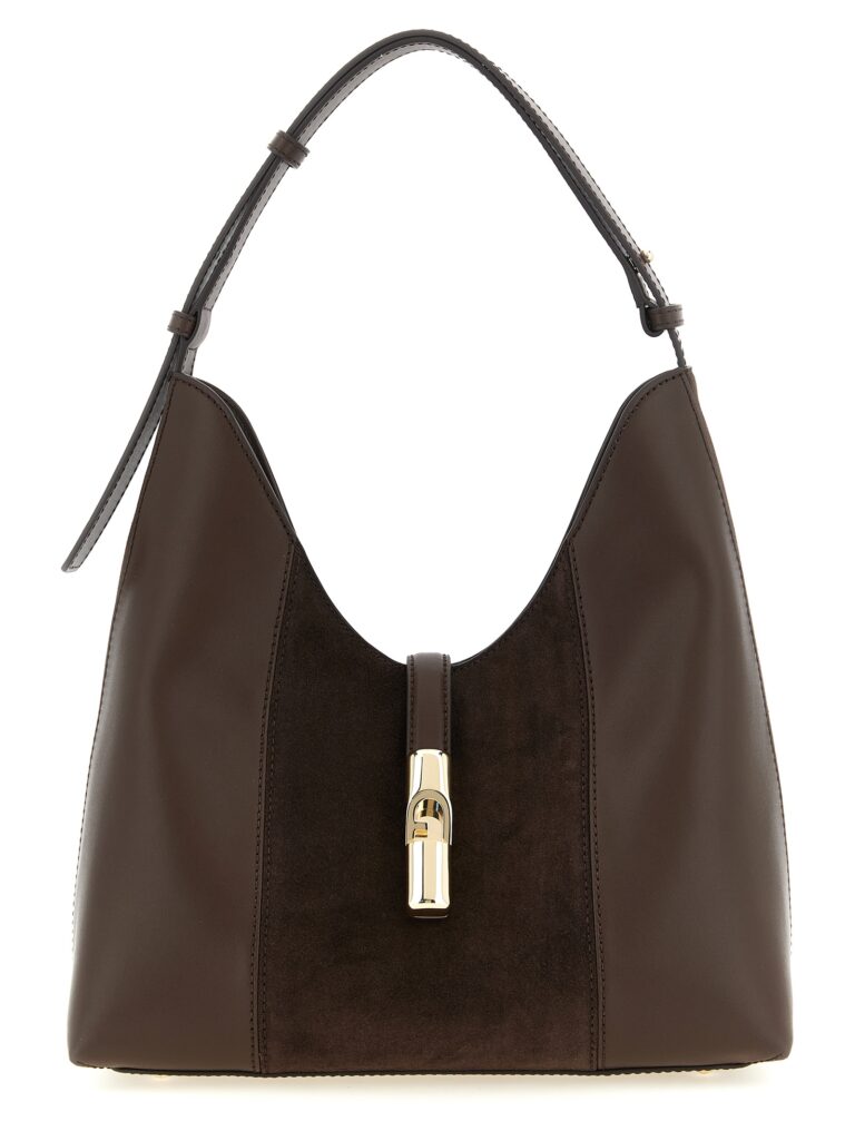 Furla кафява кожена чанта за рамо