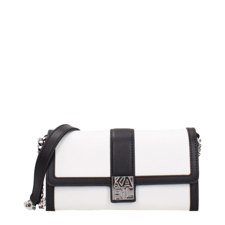 Karl Lagerfeld бяла кожена клъч чанта