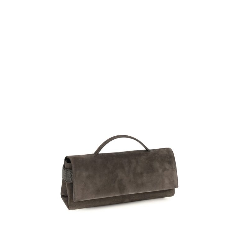Brunello Cucinelli кафява велурена клъч чанта - Image 2