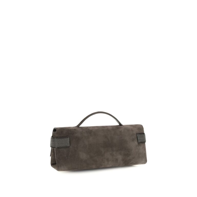 Brunello Cucinelli кафява велурена клъч чанта - Image 3