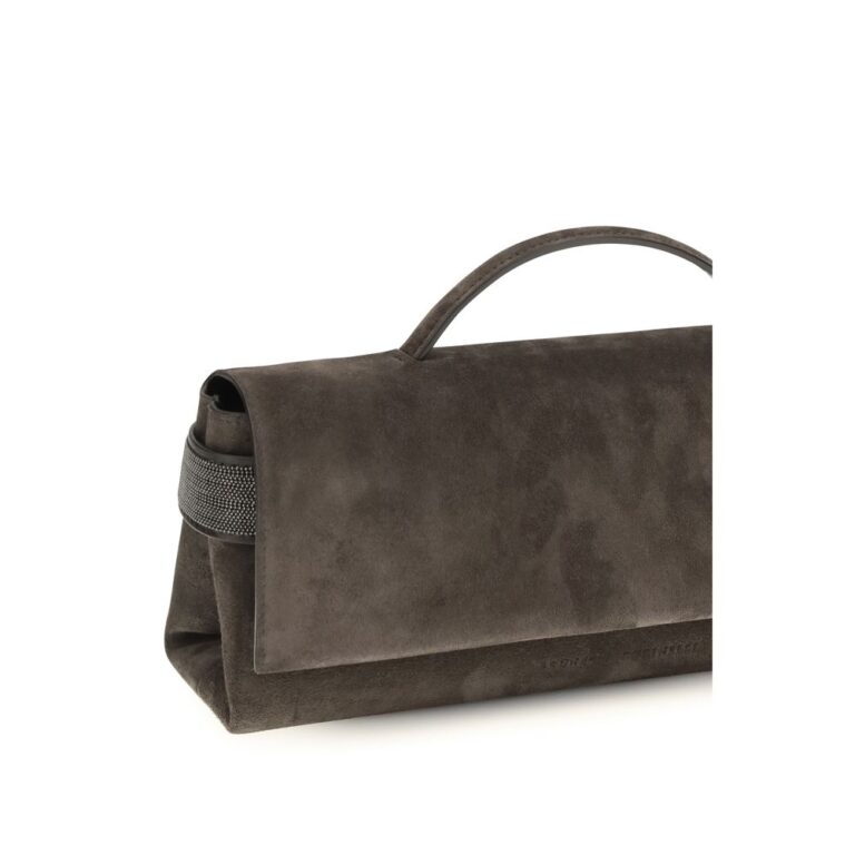 Brunello Cucinelli кафява велурена клъч чанта - Image 4