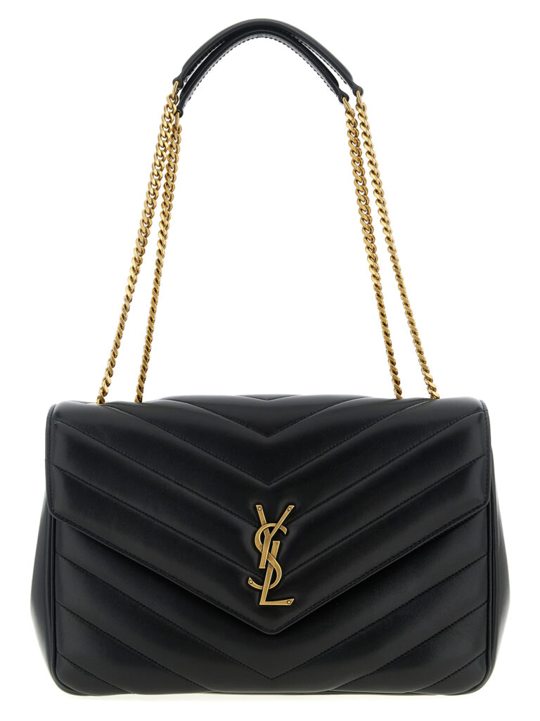 Saint Laurent черна кожена чанта за рамо