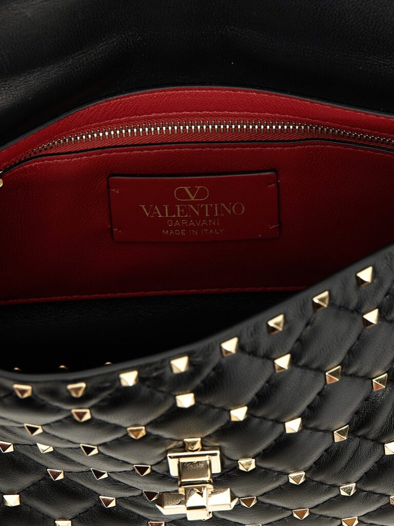 Valentino Garavani черна кожена чанта за рамо от агнешка кожа - Image 4