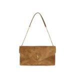 Saint Laurent бежова велурена чанта за рамо