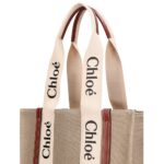 Chloé бежова тоут чанта от лен - Image 3
