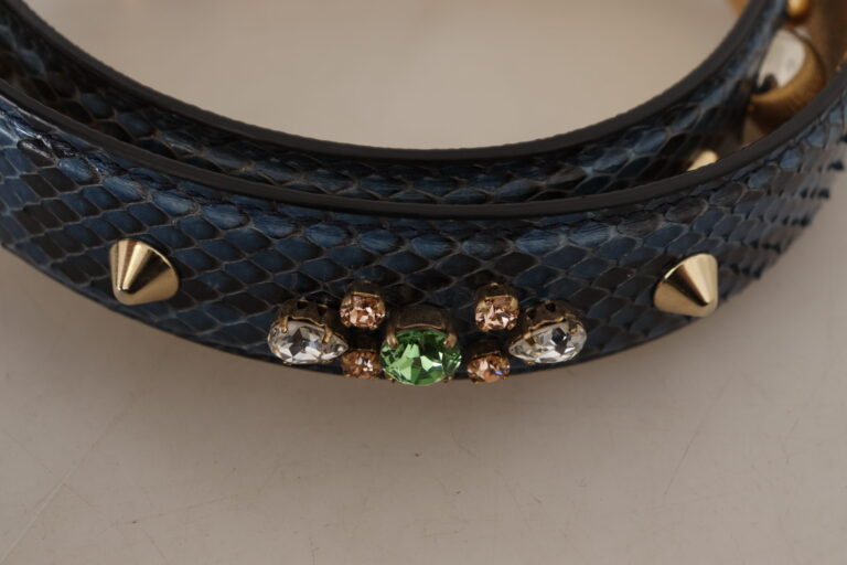 Dolce & Gabbana синя каишка за рамо от екзотична кожа с кристали - Image 3