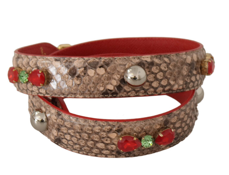 Dolce & Gabbana кафява кожена каишка за рамо с кристали - Image 2
