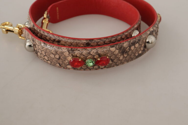 Dolce & Gabbana кафява кожена каишка за рамо с кристали - Image 4