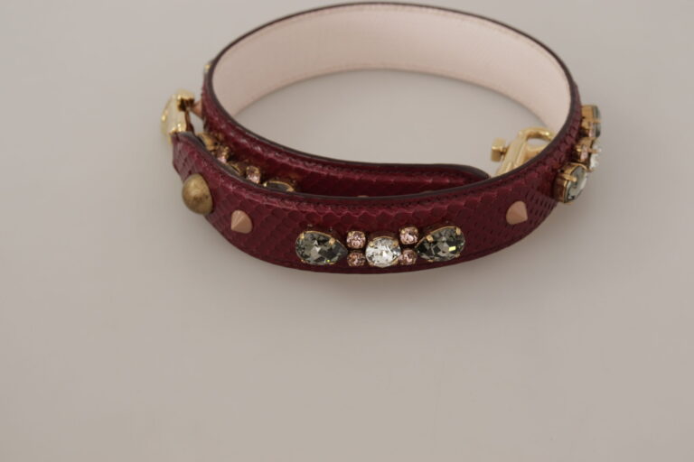 Dolce & Gabbana бордо кожена каишка за чанта с кристали - Image 4