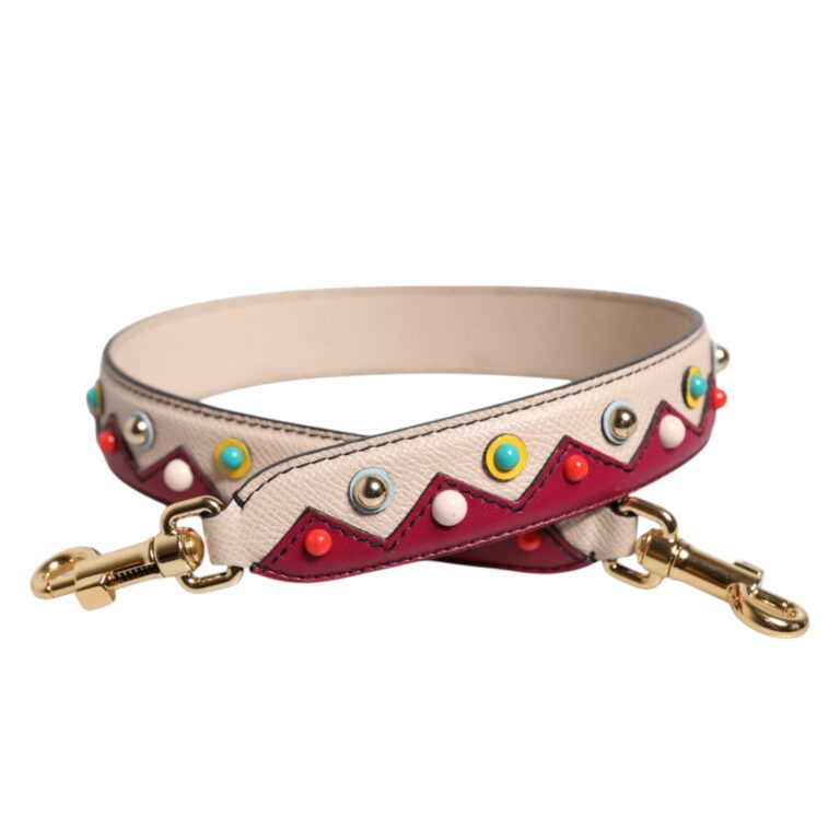 Dolce & Gabbana бежово-червена кожена презрамка за чанта - Image 5