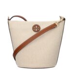 Tory Burch бежова текстилна чанта през тялото
